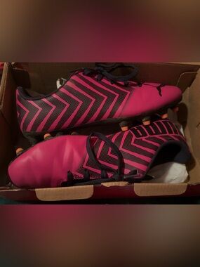 Puma Hot Pink and Black Soccer Cleats